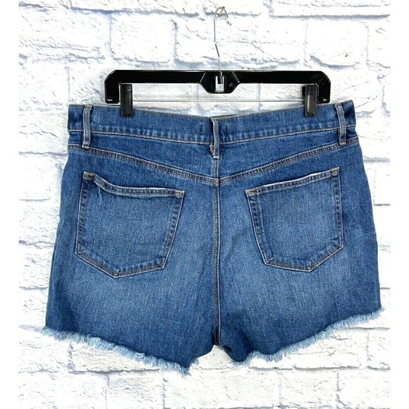 Loft Women High Rise Medium Wash Stretch Denim Cutoff Shorts Size 14 Waist 32 E4 - Picture 6 of 9